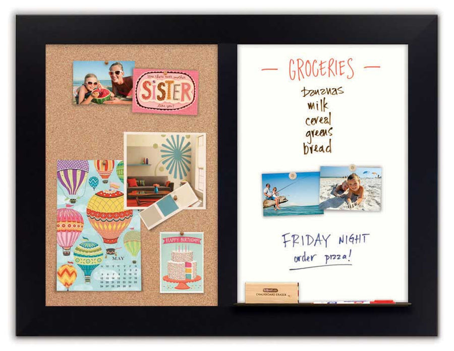 42" x 32" Dry Erase Combo Board - Black/Cork