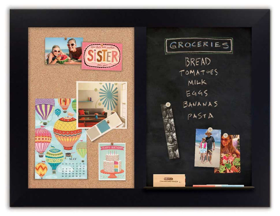 42" x 32" - Chalk Combo Board - Black frame with cork