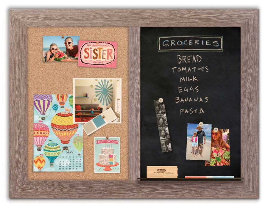 42" x 32" - Chalk Combo Board - Driftwood frame with cork