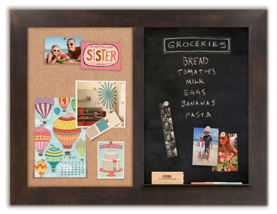 42" x 32" - Chalk Combo Board - Espresso frame with cork