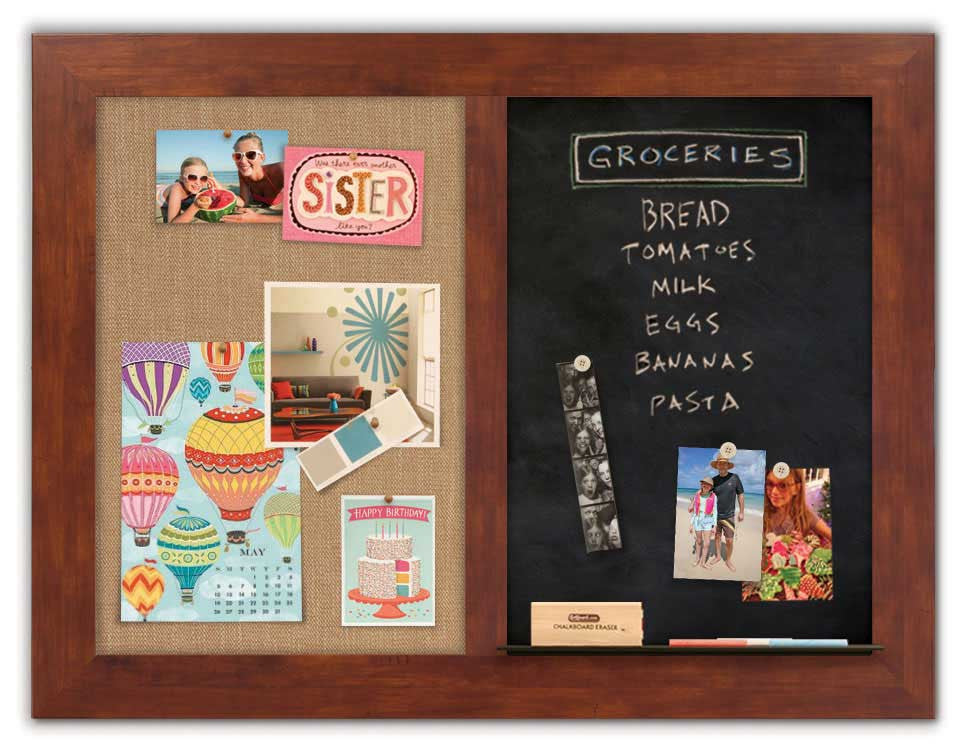42" x 32" - Chalk Combo Board - Honey frame with Wheat fabric