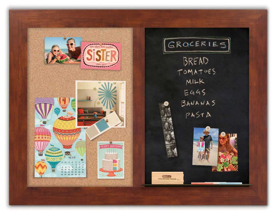 42" x 32" - Chalk Combo Board - Honey frame with cork