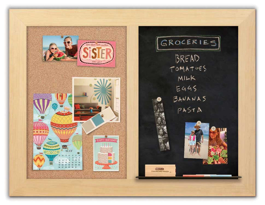 42" x 32" - Chalk Combo Board - Maple frame with cork
