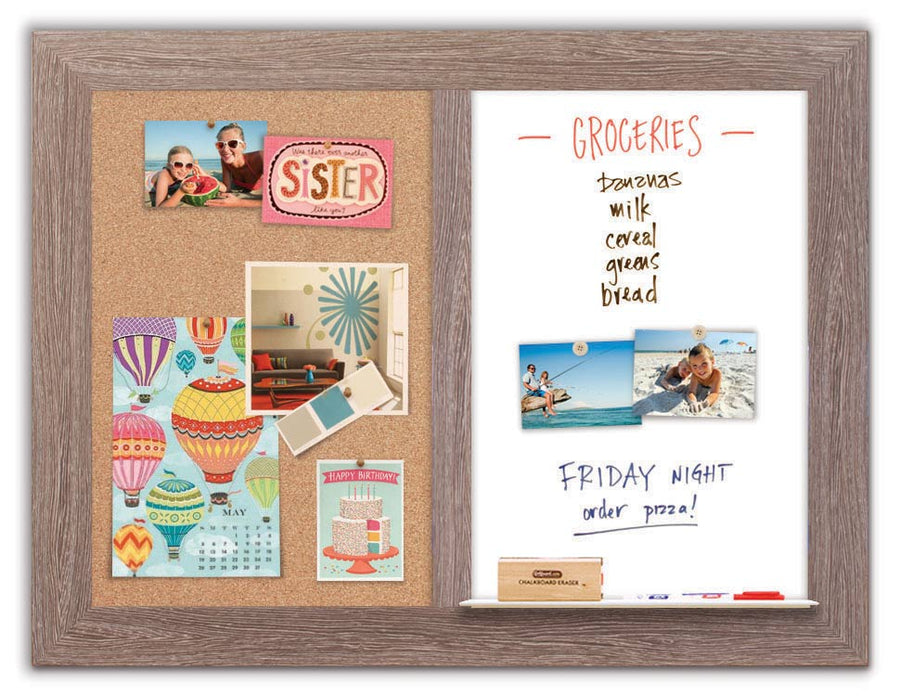 42" x 32" Dry Erase Combo Board - Driftwood/Cork