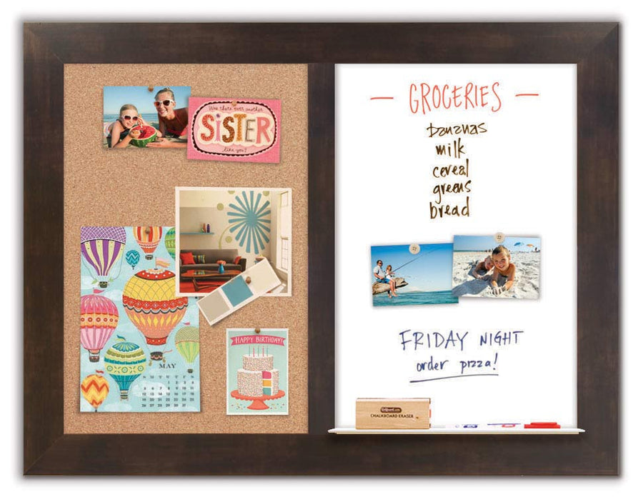 42" x 32" Dry Erase Combo Board - Espresso/Cork