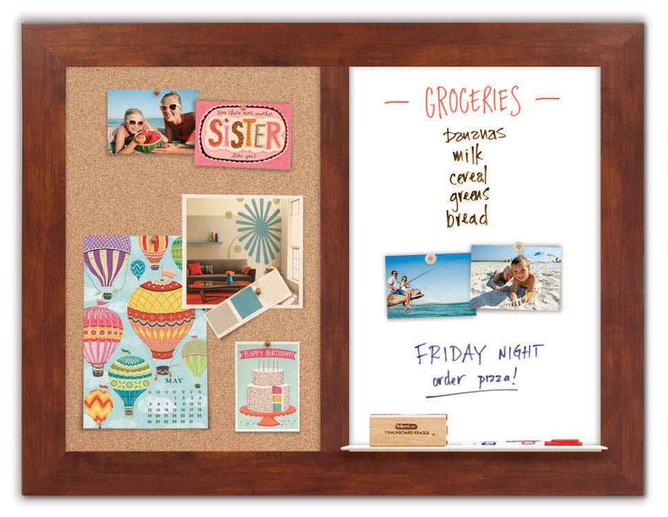 42" x 32" Dry Erase Combo Board - Honey/Cork