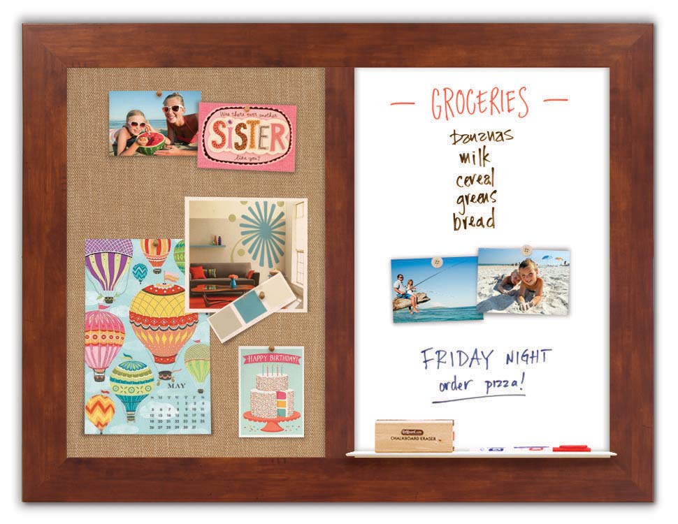 42" x 32" Dry Erase Combo Board - Honey/Wheat