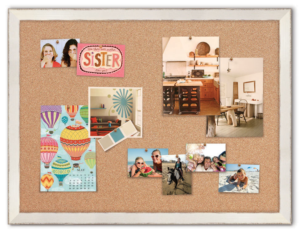 42" x 32" Cork Board - Trevi Cream frame