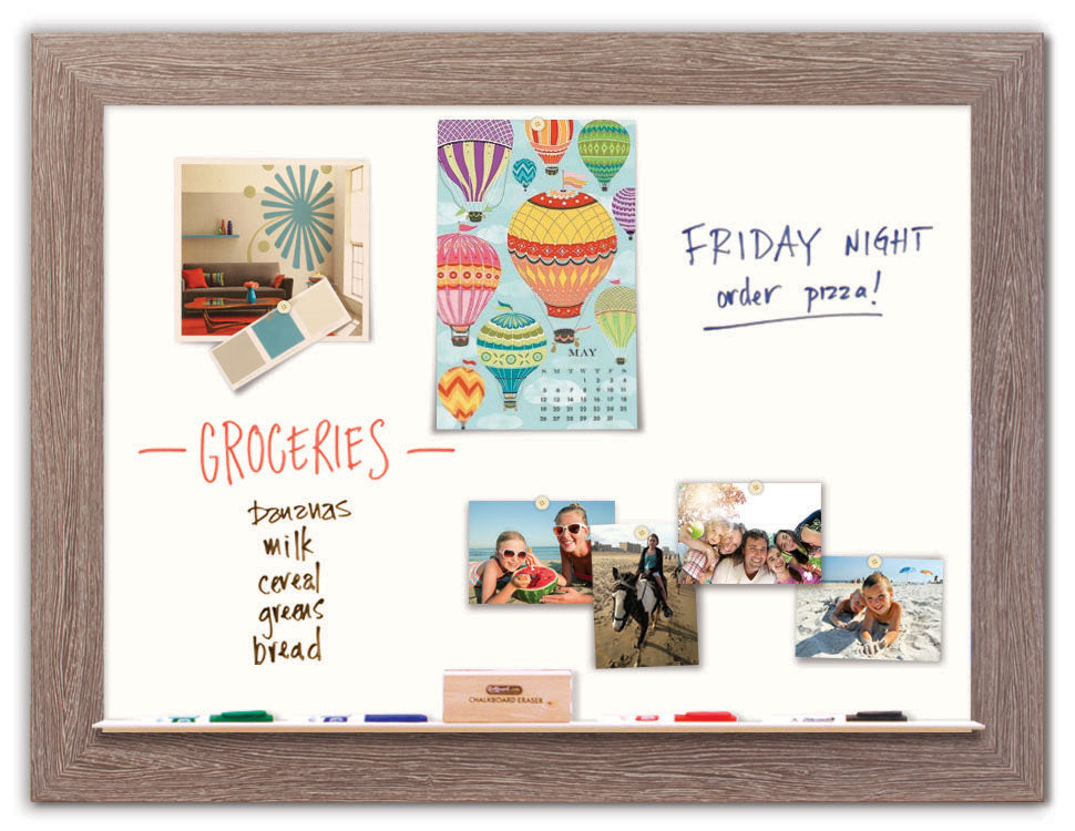 42" x 32" White Board - Driftwood Frame