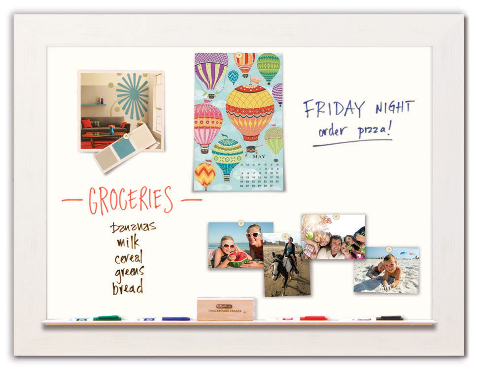 42" x 32" White Board - Driftwood White Frame