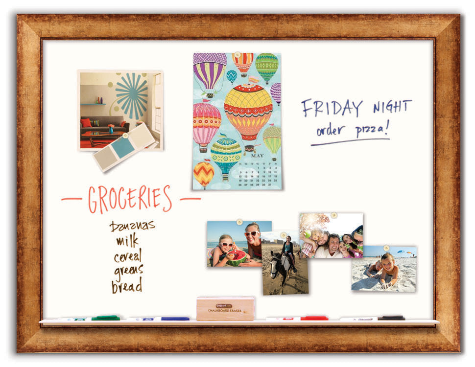 42" x 32" White Board - Gold Frame