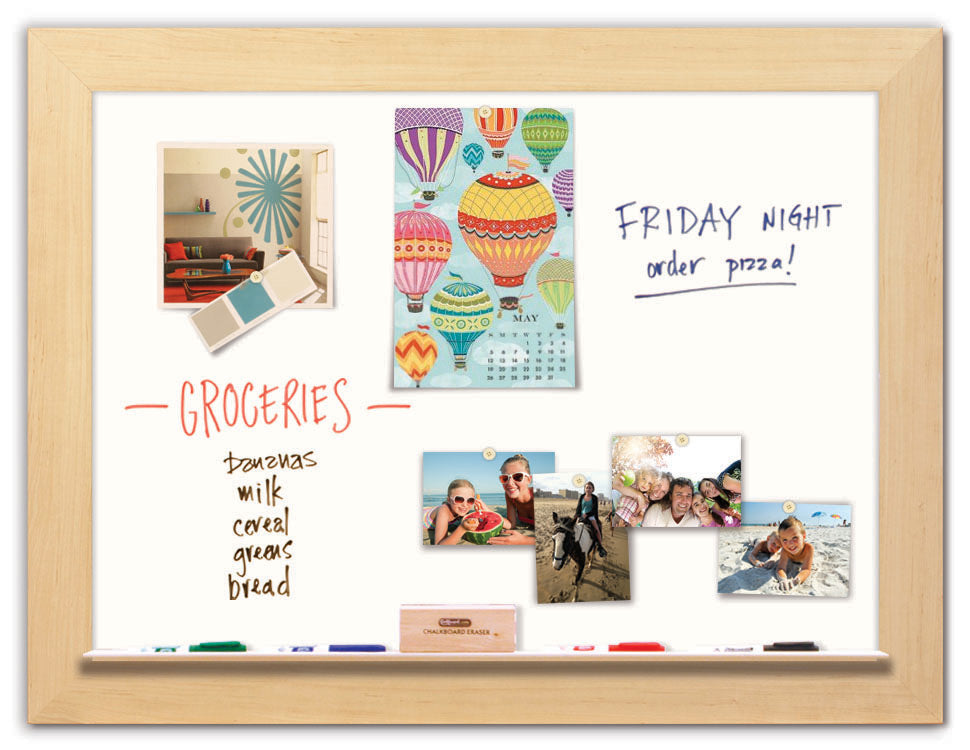 42" x 32" White Board - Maple Frame