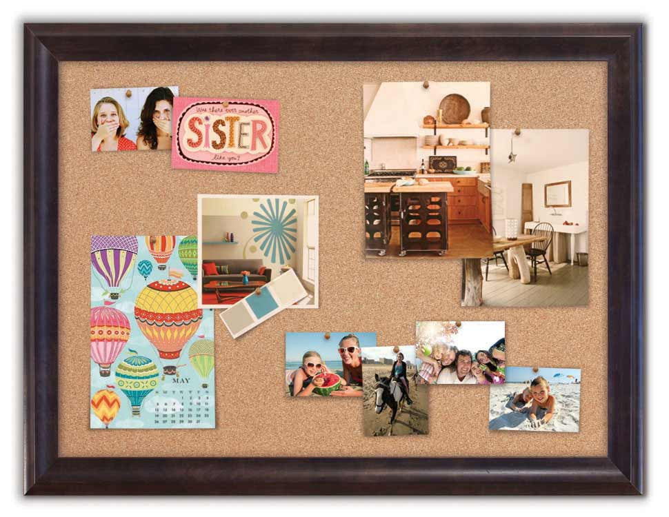 42" x 32" Cork Board - Sutton Espresso frame