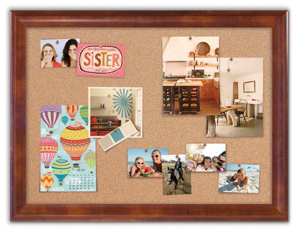 42" x 32" Cork Board - Sutton Honey frame