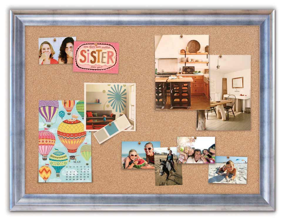 42" x 32" Cork Board - Sutton Silver frame