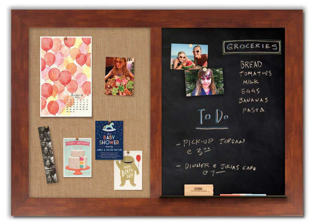 48" x 34" - Chalk Combo Board - Honey frame with Wheat fabric