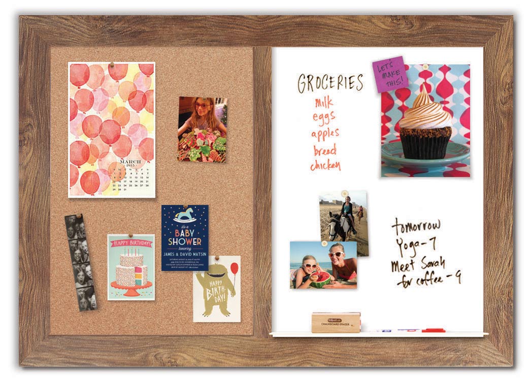 48" x 34" Dry Erase Combo Board - Barnboard/Cork